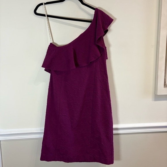 Lilly Pulitzer NWT Bordeaux Ruffle Jacquard One-Shoulder Minidress Size 10 - Picture 5 of 9